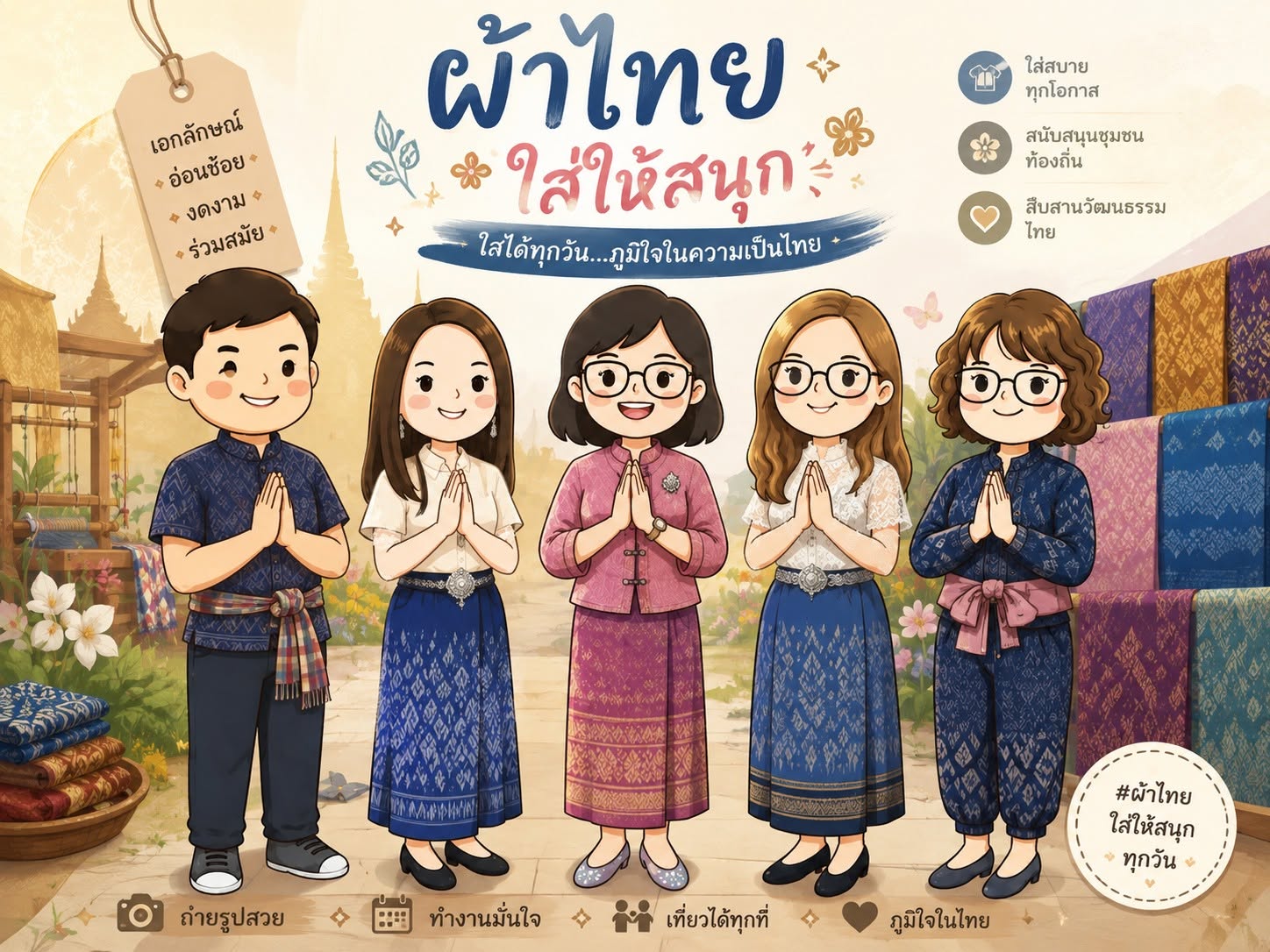 พช.ลองร่วมประชาสัมพันธ์การสวมใส่ผ้าไทย